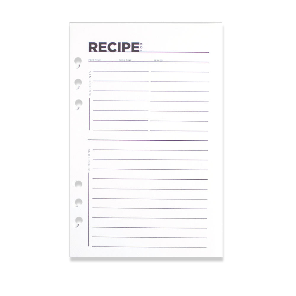 A5 Fancy Pants Recipe Cards